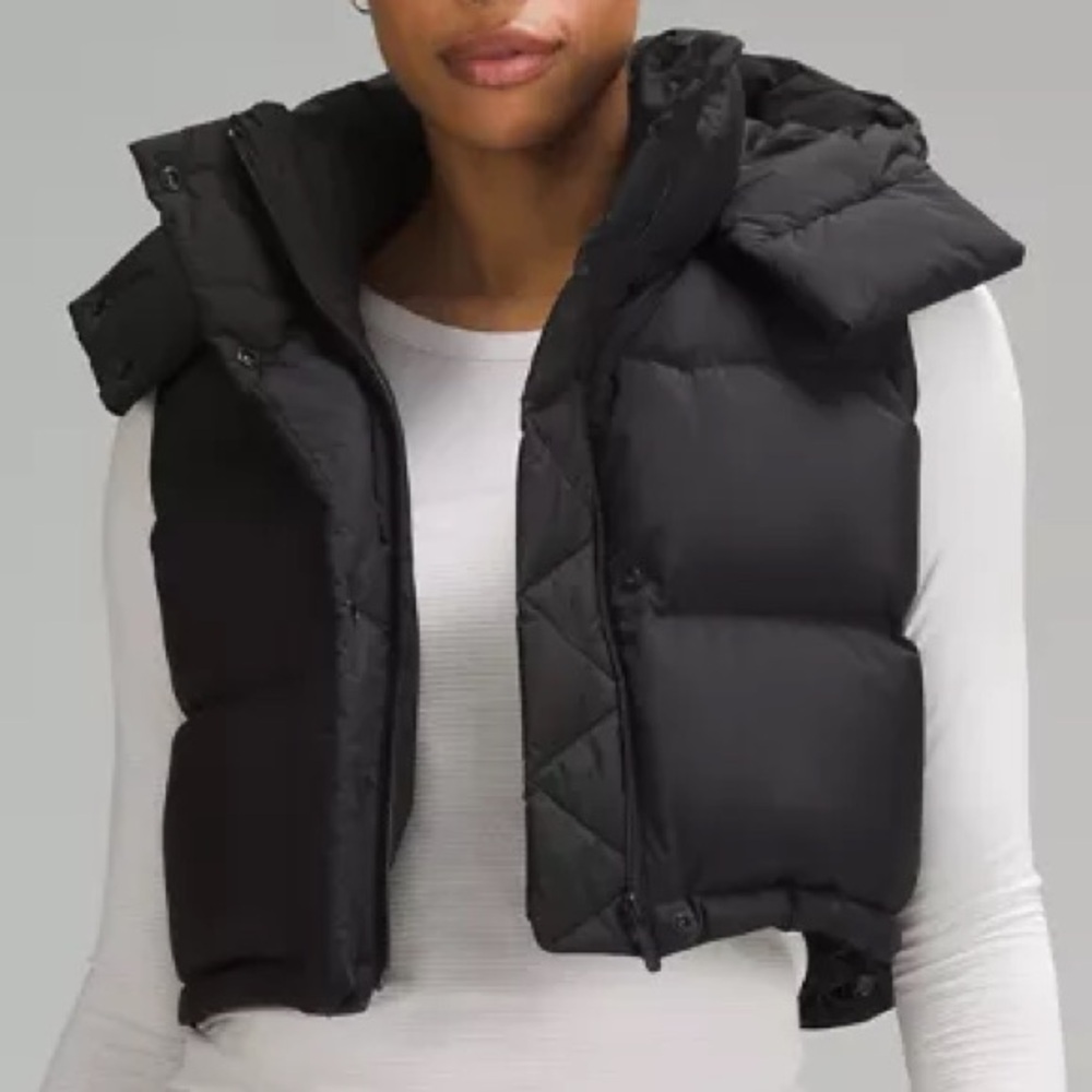 Lululemon Wunder Puff Super Cropped Vest Size 6 NWT WaterRepel Color: Black
